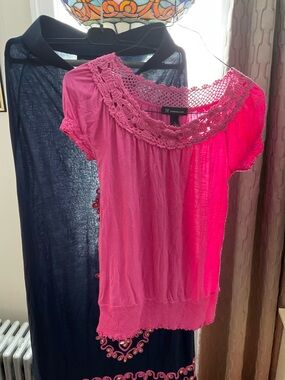 INC International Concepts Fuchsia Crochet-Neck Short Sleeve set